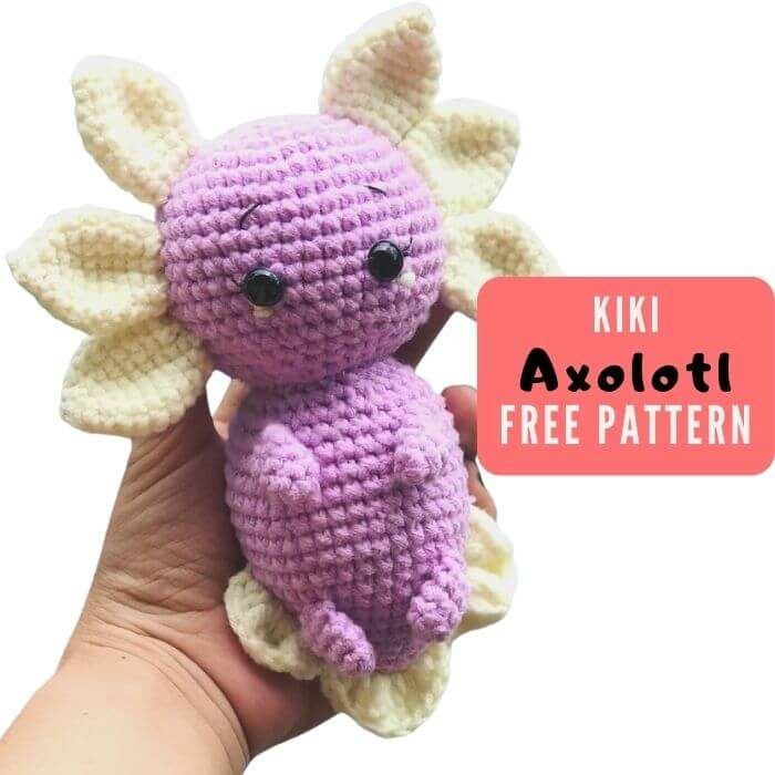 Kiki the Baby Axolotl free crochet pattern by Anvi's Granny Handicrafts