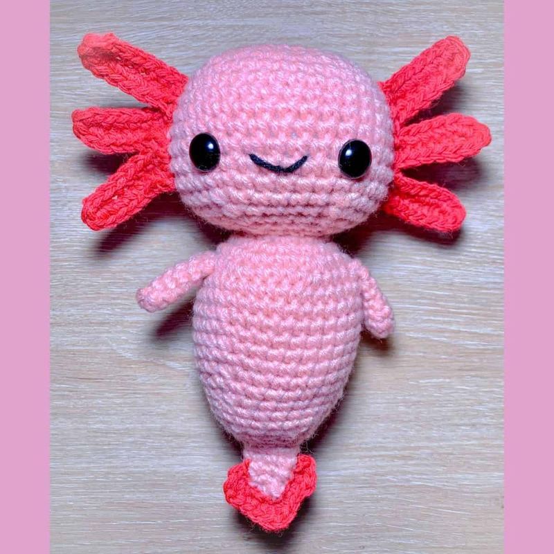 Mermaid-Tail Axolotl free crochet pattern by The Caffeinated Snail