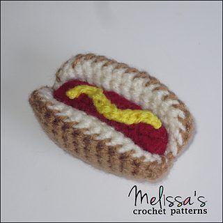Mini Hot Dog Cat Toy free crochet pattern by Melissa's Crochet Patterns