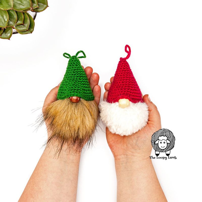 Gnome Christmas Tree Ornament free crochet pattern by The Loopy Lamb (Ashley Parker)