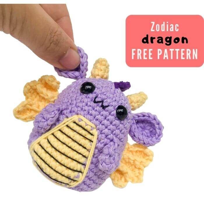 Zodiac Baby Dragon Keychain free crochet pattern by Joy