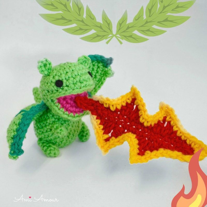 Dragon Amigurumi with Fire free crochet pattern by Sharon