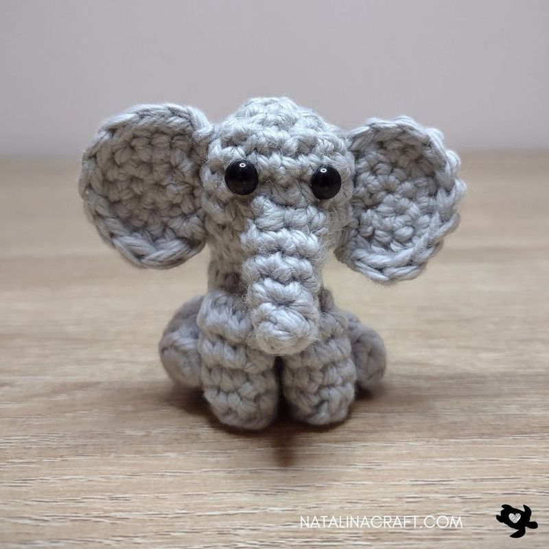 Sitting Mini Elephant free crochet pattern by Natalina Craft
