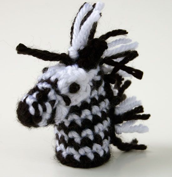 Zebra Finger Puppet free crochet pattern by Tamara Kelly