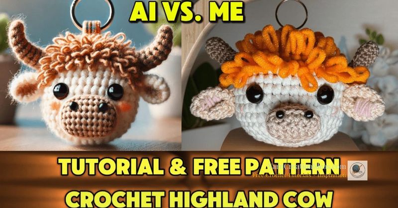 Easy Highland Cow Key Chain free crochet pattern by Yarn Creation Ideas