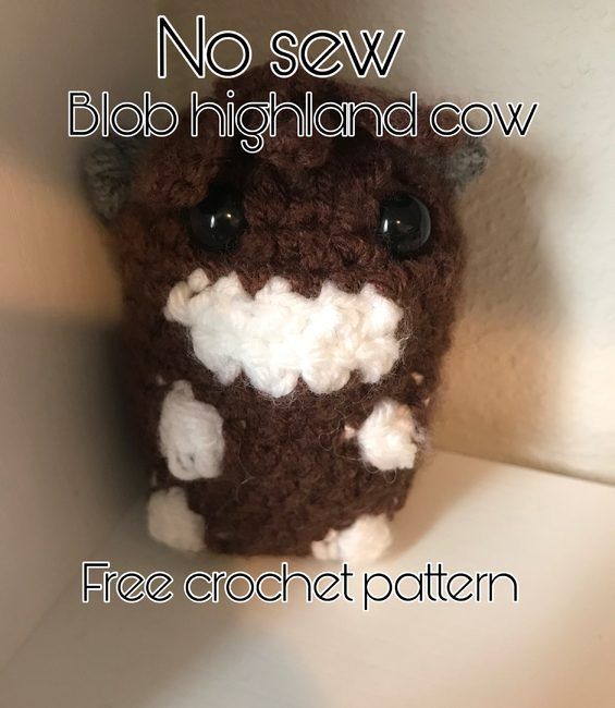 No-Sew Blob Highland Cow free crochet pattern by Crochet by Madi (on Ribblr)