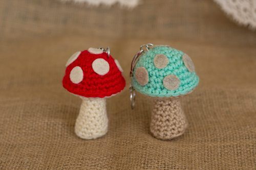 Mushroom Keychain (Miss Dolkapots) free crochet pattern by Miss Dolkapots Crochet Studio