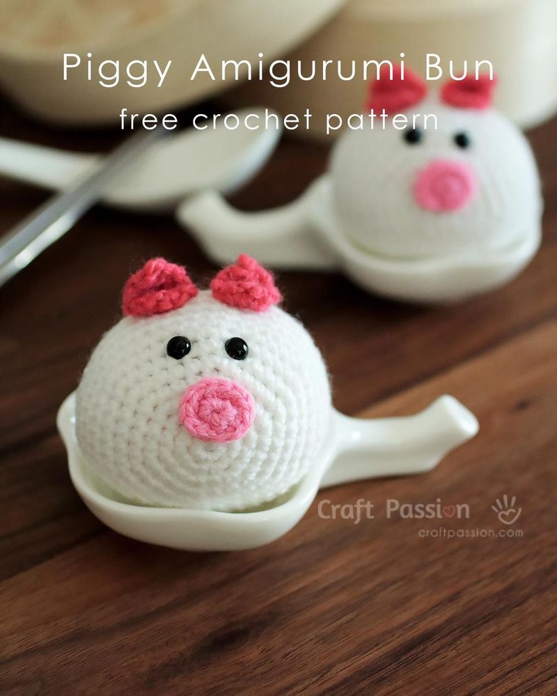 Piggy Bun free crochet pattern by Craft Passion (pattern by Margaret, edited by Joanne Loh)