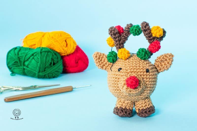 Rudolph Reindeer Christmas Ornament free crochet pattern by Ana Figueiredo