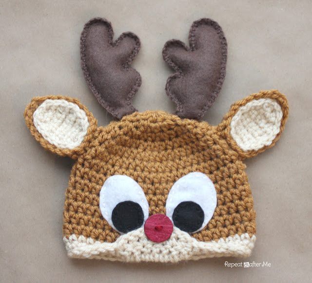 Rudolph the Reindeer Hat free crochet pattern by Sarah Zimmerman