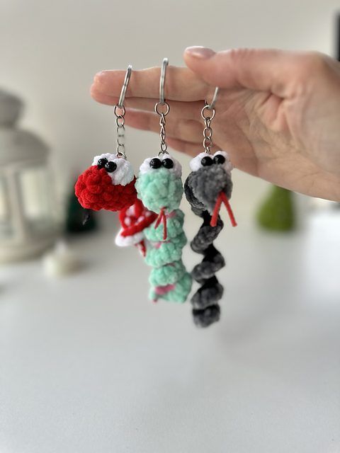 Snake Keychain free crochet pattern by Julia Kor