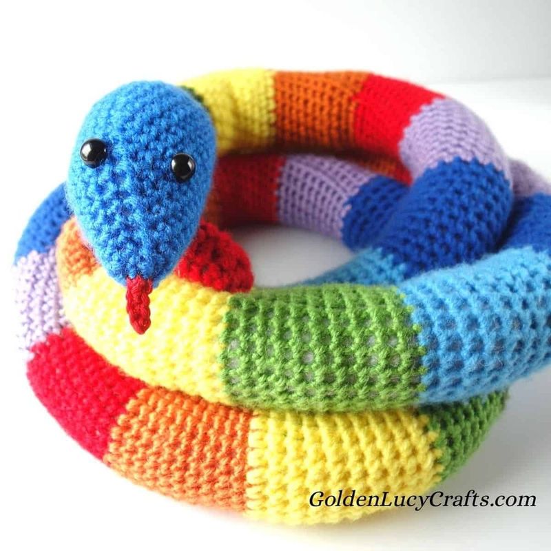 Crochet Rainbow Snake (Extra Long) free crochet pattern by Olena
