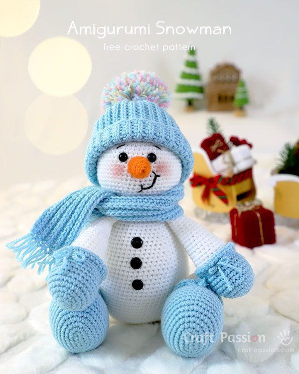 Snowflake Snowman free crochet pattern by Craft Passion (Joanne Loh)