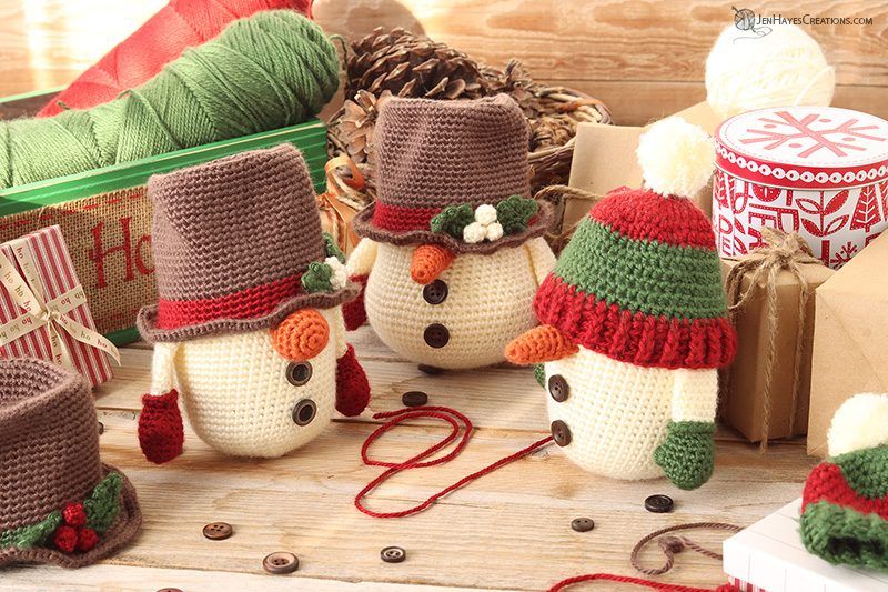Crochet Snowman Gnome free crochet pattern by Jen Hayes Creations