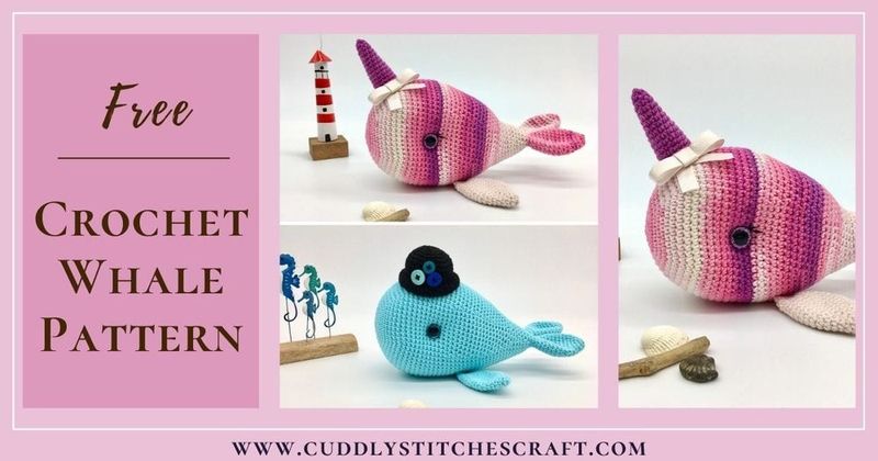 Wayne the Whale and Nelly the Narwhal free crochet pattern by Cuddly Stitches Craft