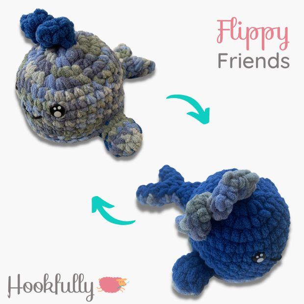 Reversible Whale free crochet pattern by Hookfully
