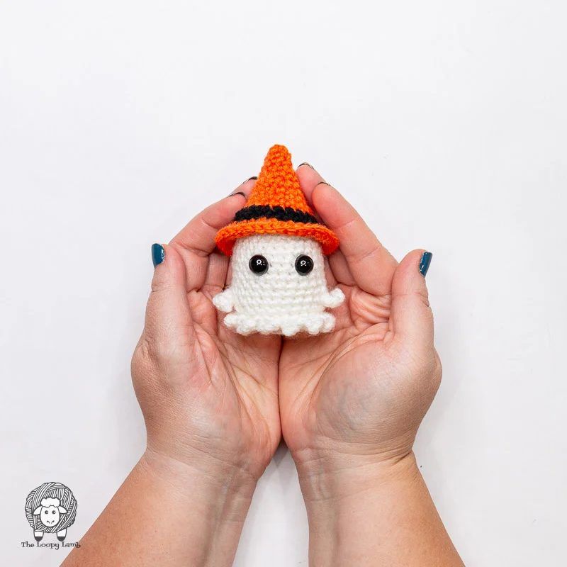 Fab-Boo-Lous Mini Ghost free crochet pattern by The Loopy Lamb (Ashley Parker)
