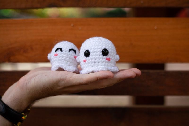Chibi Crochet Ghosts free crochet pattern by Knot Bad Ami (Vincent)